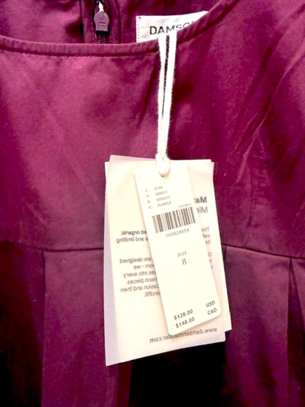 Balloon Sleeves Burgundy Blouse with Tags / 100% Organic Cotton - Picture 3 of 3